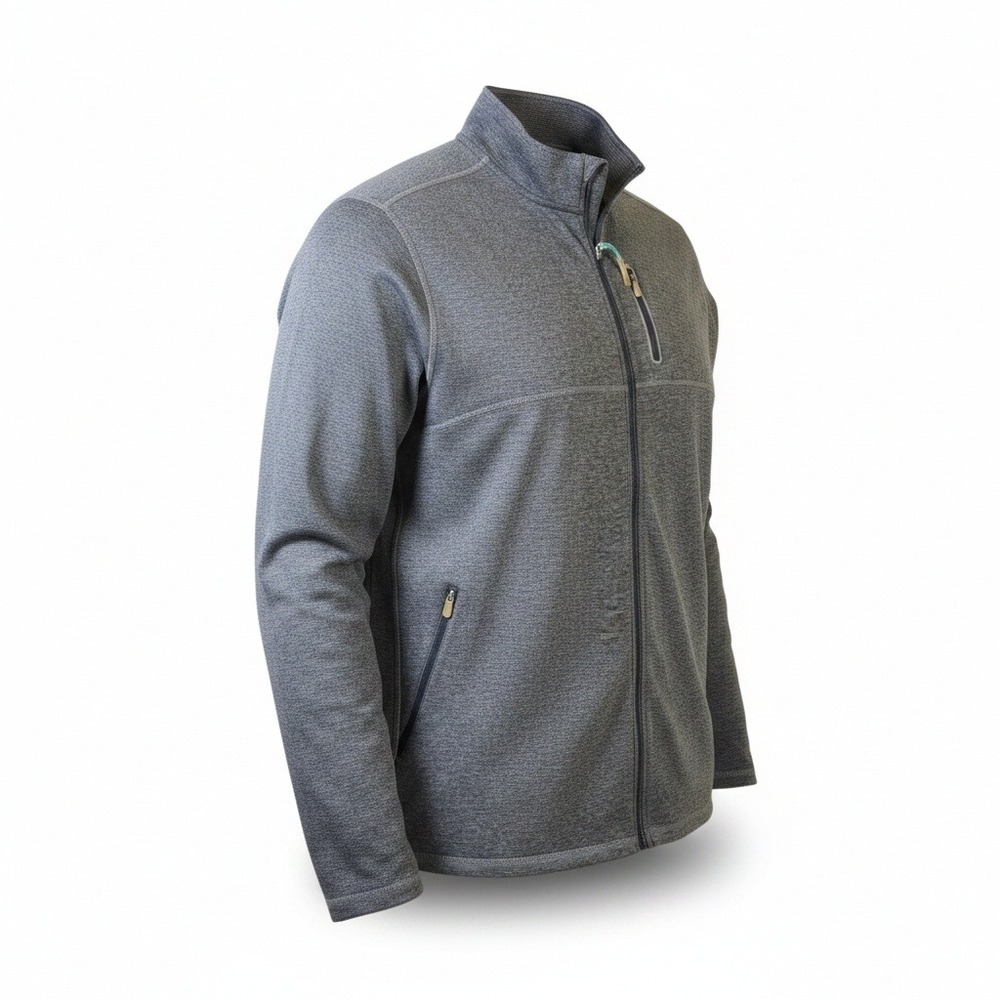 Tommy Bahama IslandZone Mens Full Zip Fleece Jacket Gray Heathered Large - Picture 2 of 7